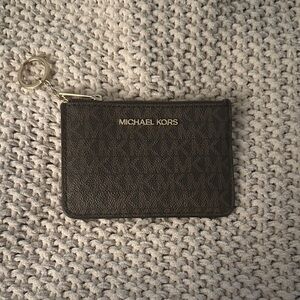 Michael Kors Dark Brown Card Pouch with Keyring
